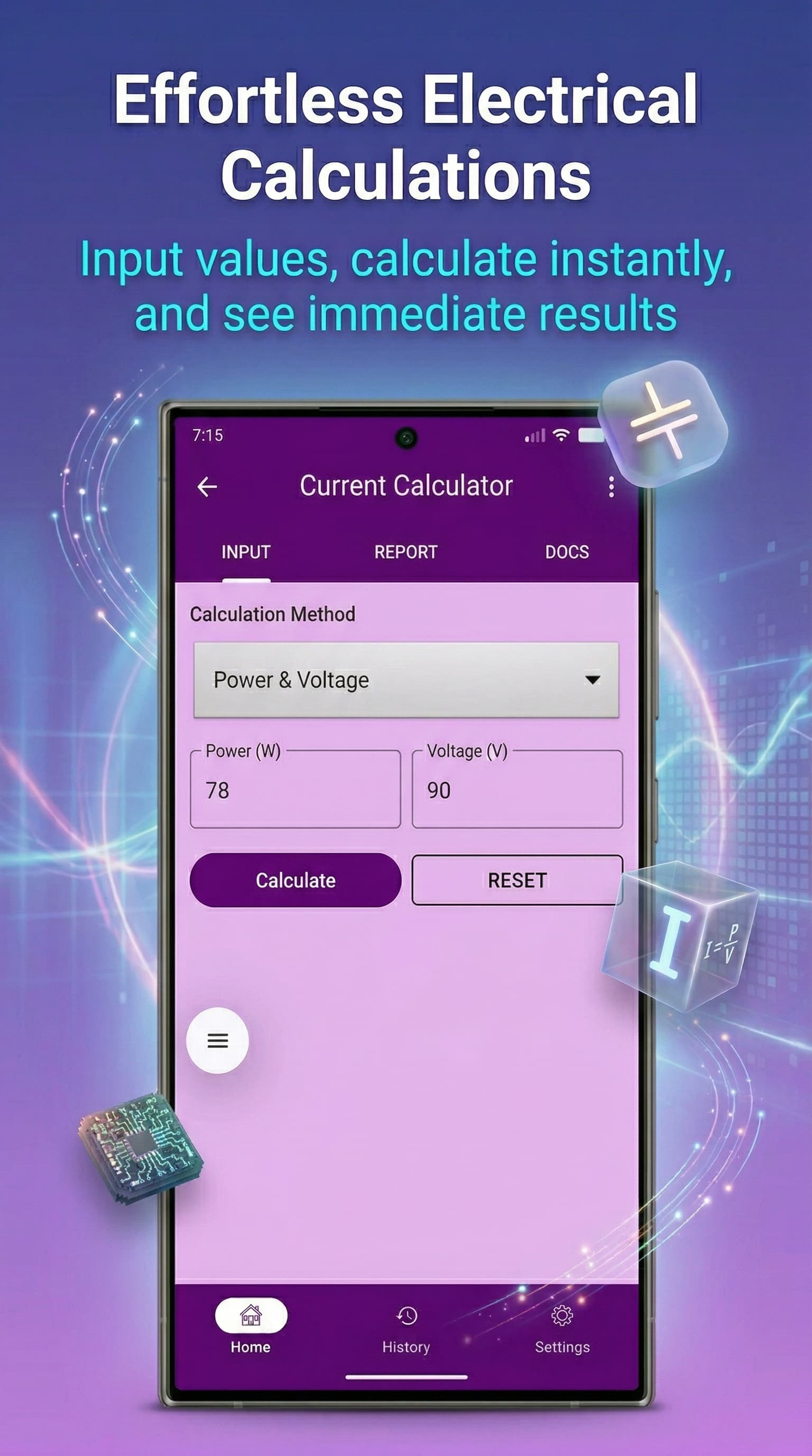 Ohm's Law — Instant results with formula