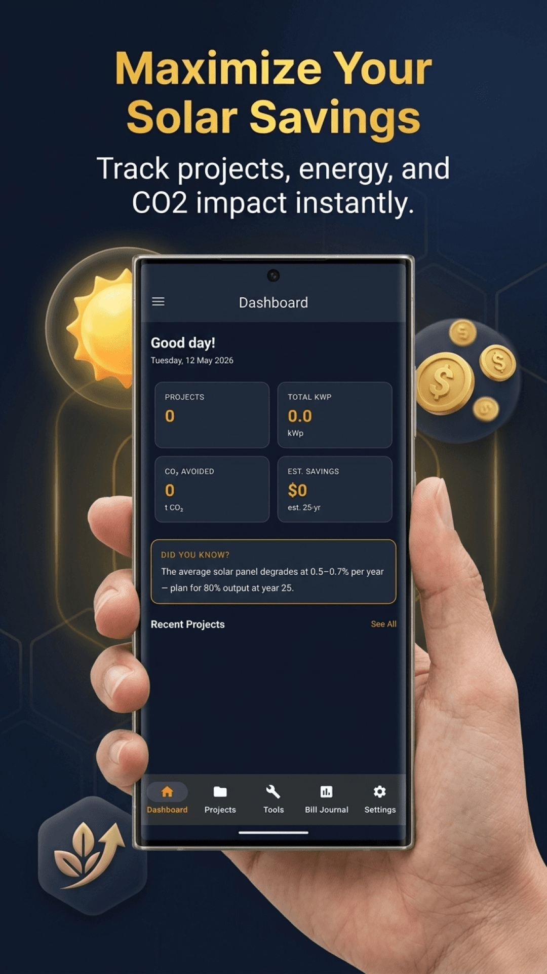 SolarWise Pro — ROI Calculator screen